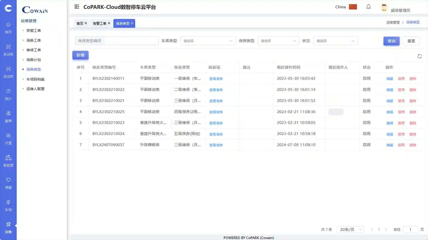 CoPARK SMART service management